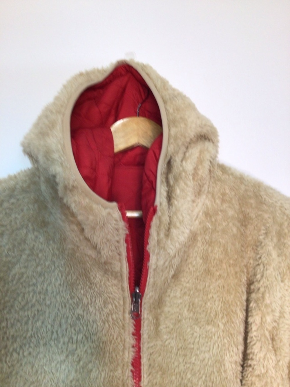 Zyia Active Women’s Large Quilted Sherpa Reversible Hooded Puffer Red Jacket - Picture 15 of 15